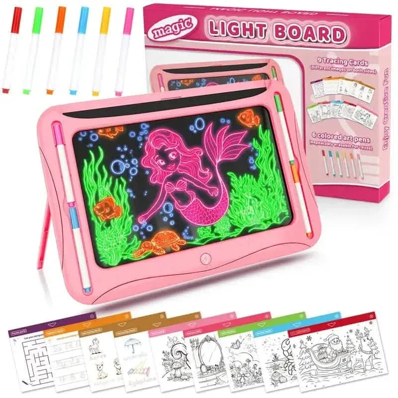 LED Light-Up Doodle Board – 9 Double-Sided Cards with Markers, Art Toy for Kids 3-8 - A-1 Thread Vault