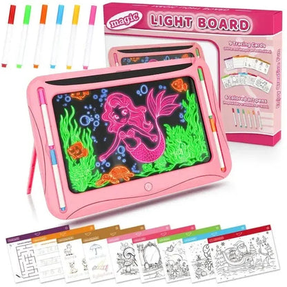 LED Light-Up Doodle Board – 9 Double-Sided Cards with Markers, Art Toy for Kids 3-8 - A-1 Thread Vault