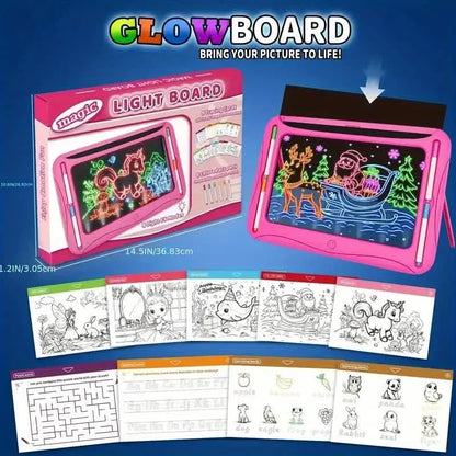 LED Light-Up Doodle Board – 9 Double-Sided Cards with Markers, Art Toy for Kids 3-8 - A-1 Thread Vault