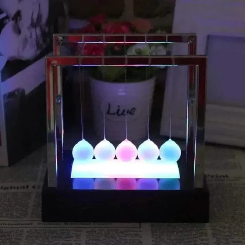 LED Light Up Pendulum Perpetual Fun Science Physics Learning Balance Balls Desk Toys - A-1 Thread Vault