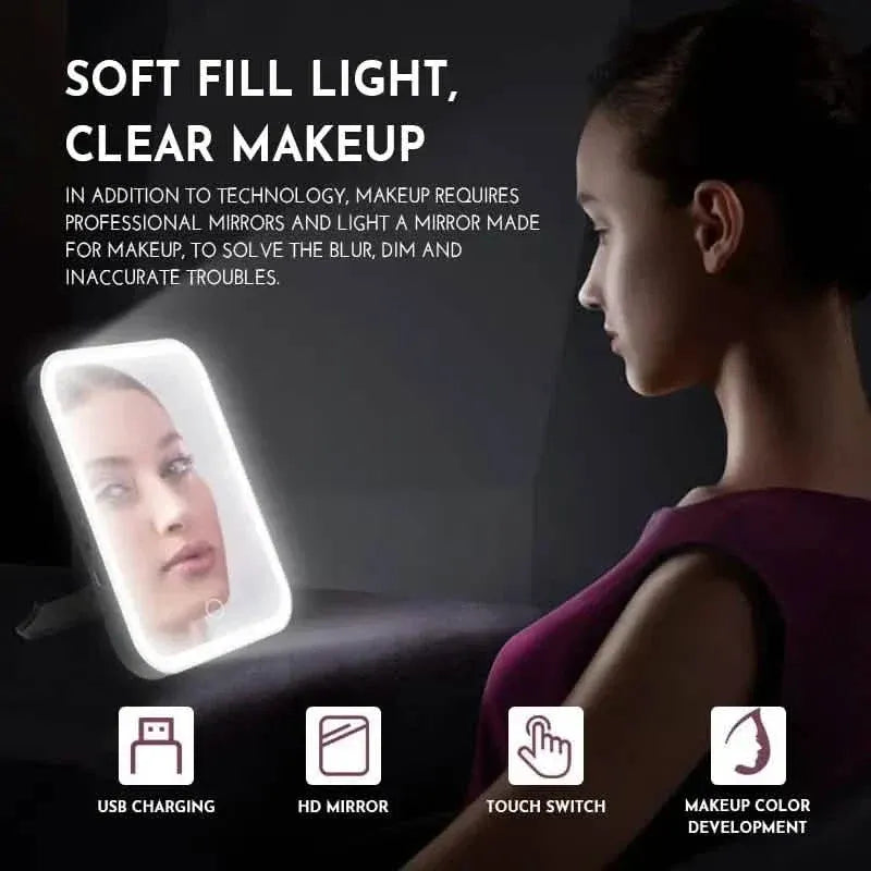 LED Makeup Mirror Touch Screen 3 Light Portable Standing Folding Vanity Mirror - A-1 Thread Vault