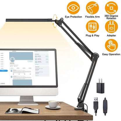LED Reading Desk Lamp with Clamp Adjustable Swing Arm - A-1 Thread Vault
