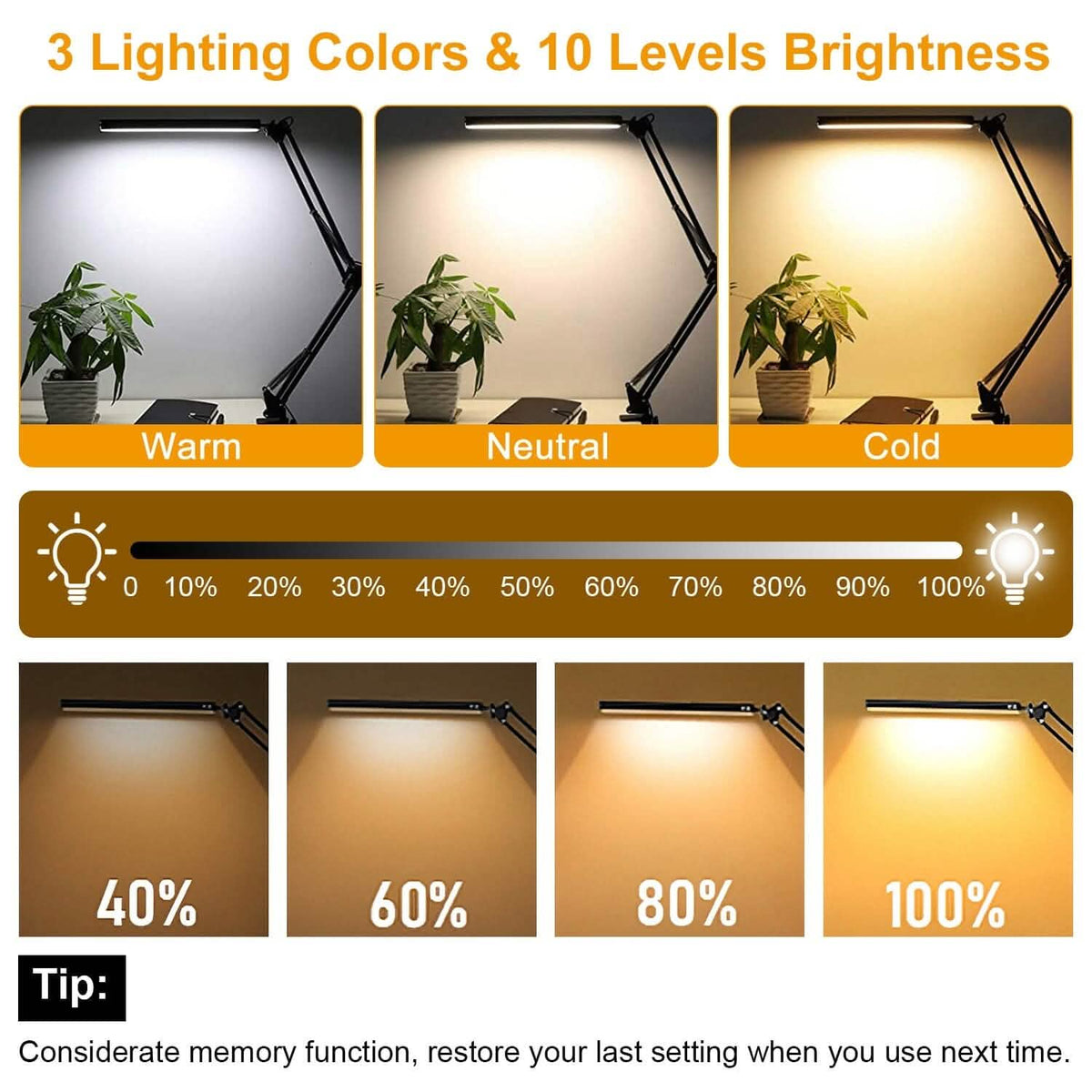 LED Reading Desk Lamp with Clamp Adjustable Swing Arm - A-1 Thread Vault