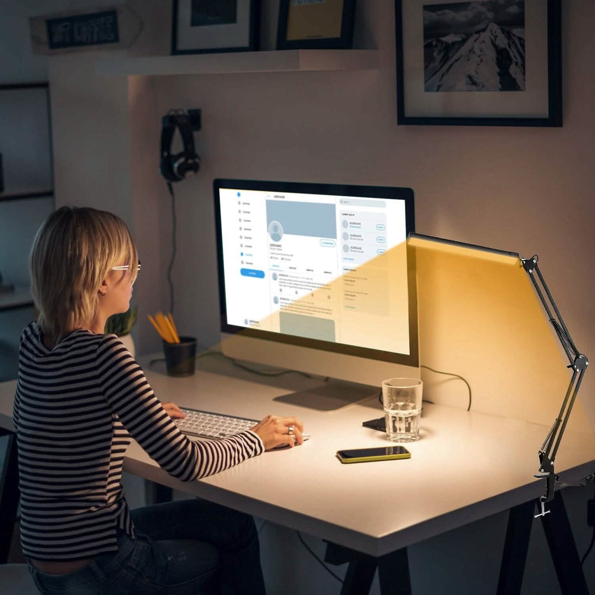 LED Reading Desk Lamp with Clamp Adjustable Swing Arm - A-1 Thread Vault