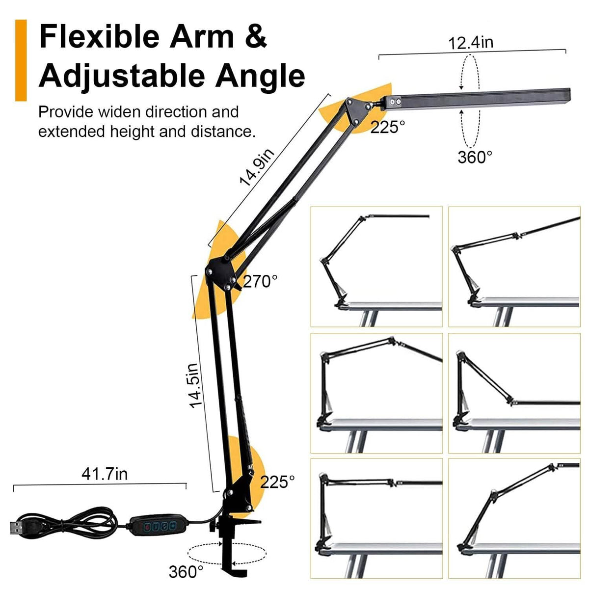 LED Reading Desk Lamp with Clamp Adjustable Swing Arm - A-1 Thread Vault