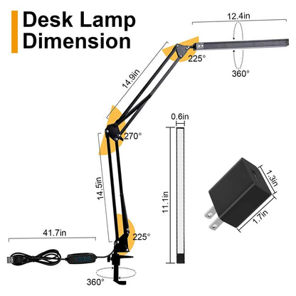 LED Reading Desk Lamp with Clamp Adjustable Swing Arm - A-1 Thread Vault