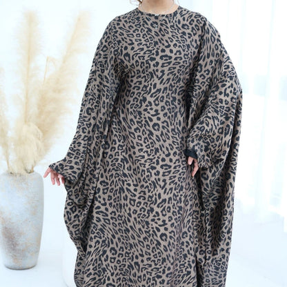 Leopard Print Batwing Maxi Dress(MA450) - A-1 Thread Vault