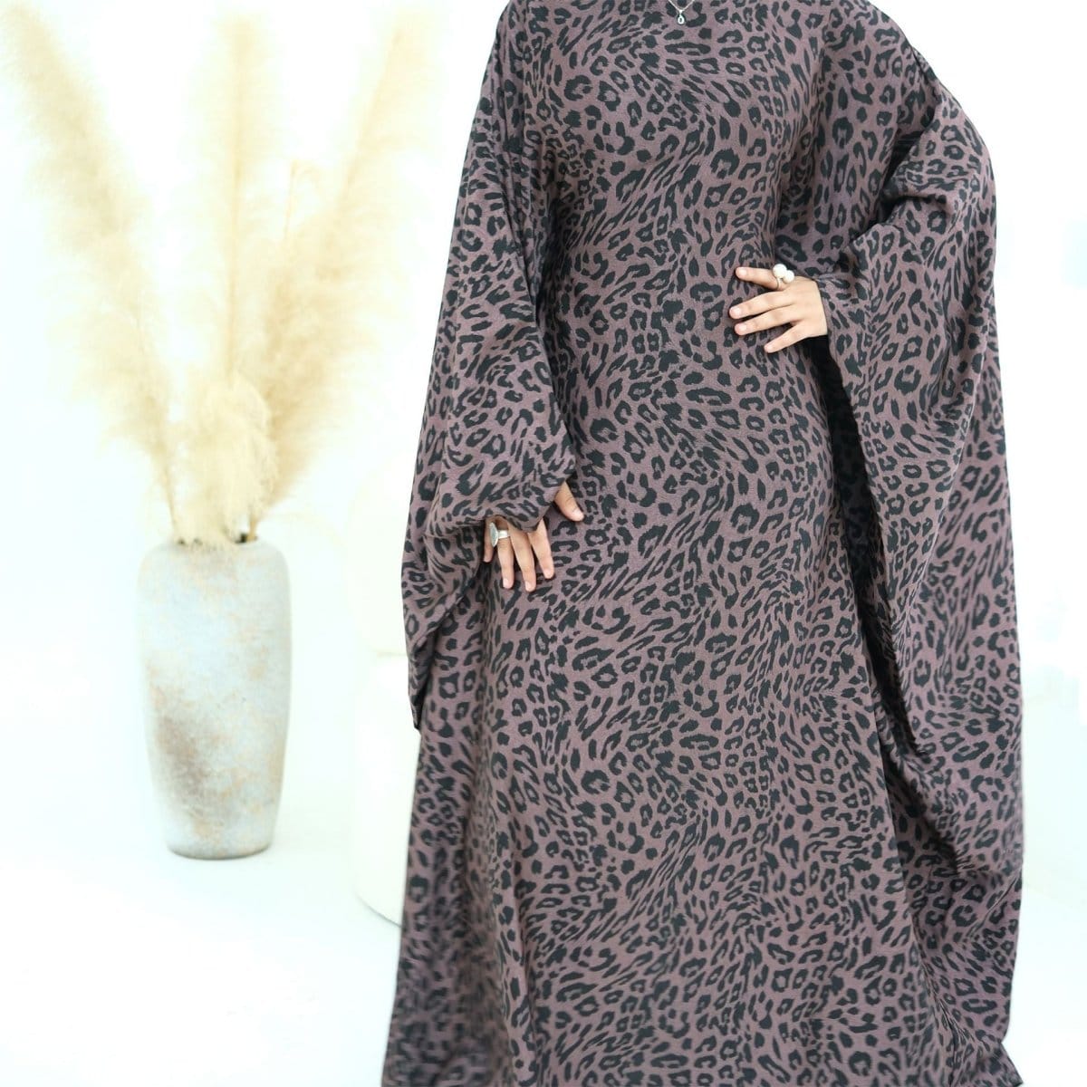 Leopard Print Batwing Maxi Dress(MA450) - A-1 Thread Vault