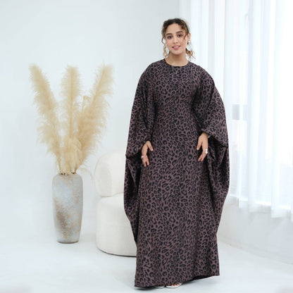 Leopard Print Batwing Maxi Dress(MA450) - A-1 Thread Vault