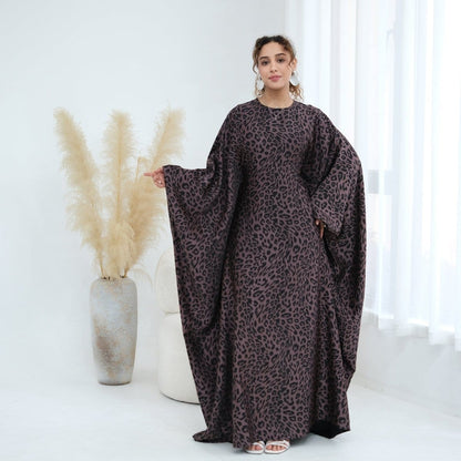 Leopard Print Batwing Maxi Dress(MA450) - A-1 Thread Vault
