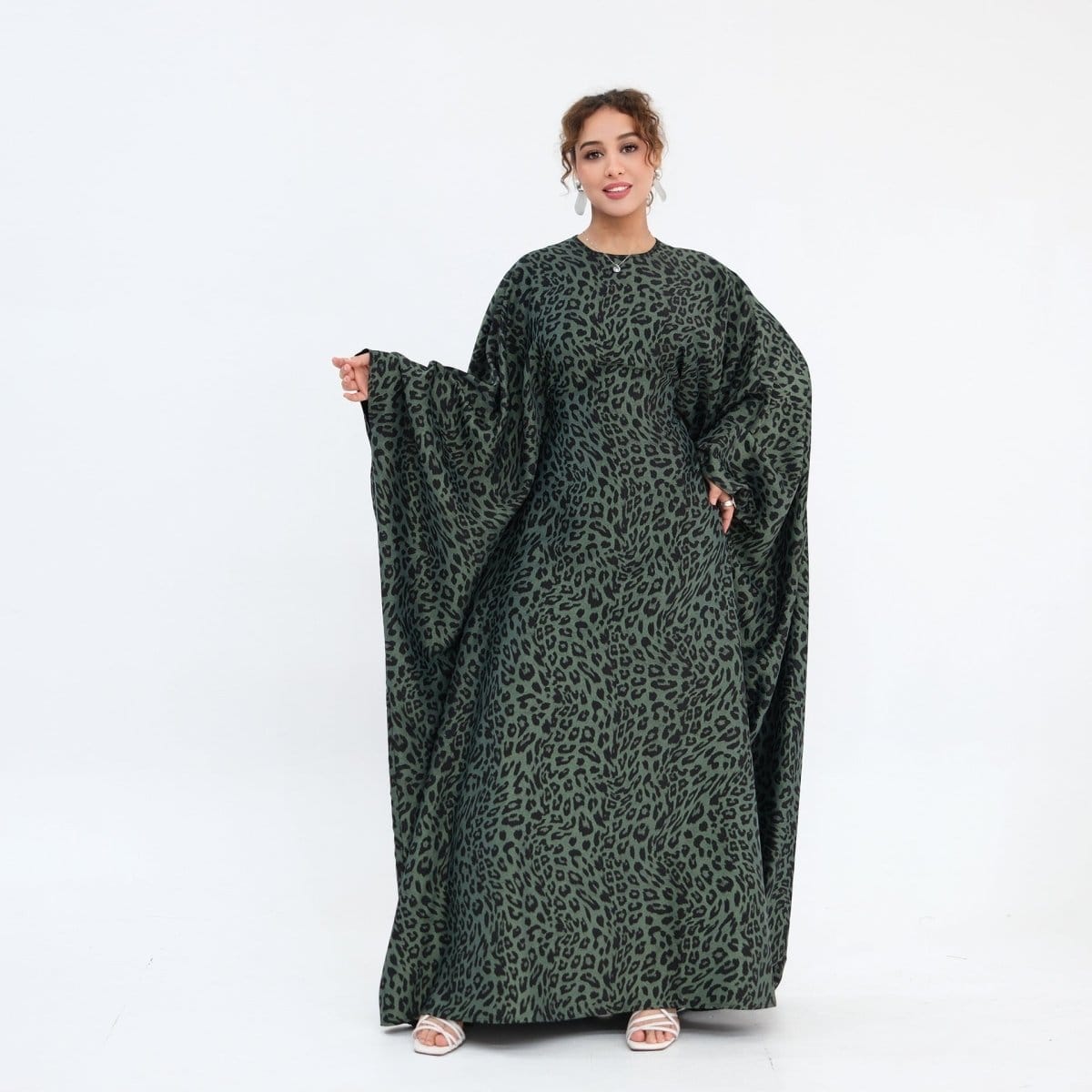 Leopard Print Batwing Maxi Dress(MA450) - A-1 Thread Vault