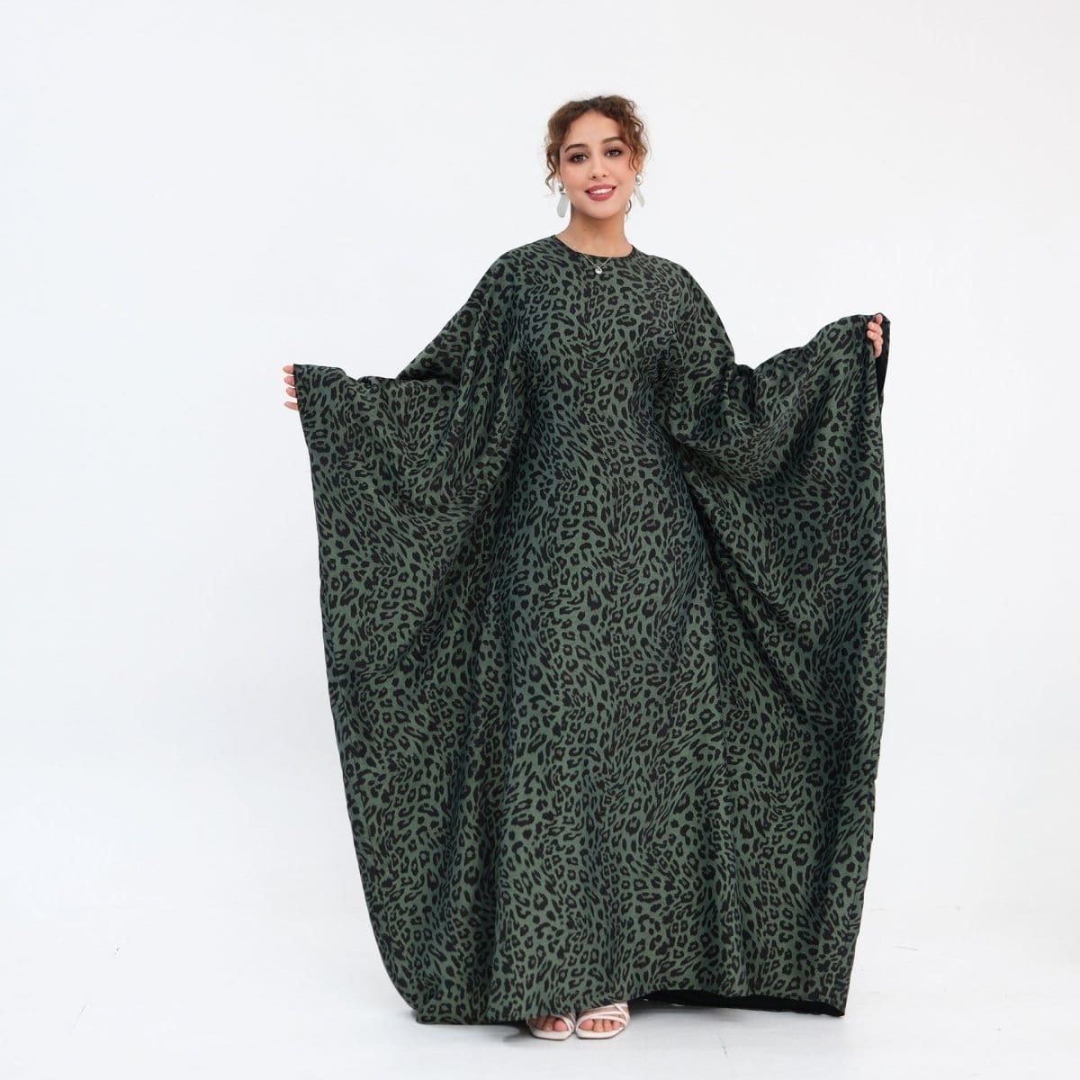 Leopard Print Batwing Maxi Dress(MA450) - A-1 Thread Vault