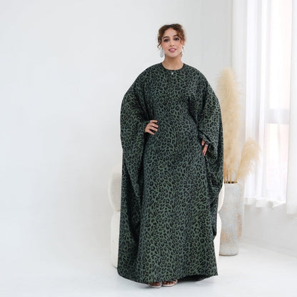 Leopard Print Batwing Maxi Dress(MA450) - A-1 Thread Vault