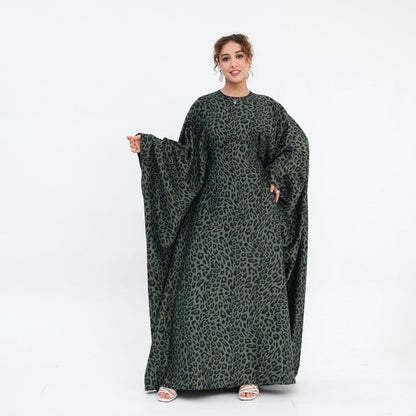 Leopard Print Batwing Maxi Dress(MA450) - A-1 Thread Vault