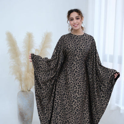 Leopard Print Batwing Maxi Dress(MA450) - A-1 Thread Vault