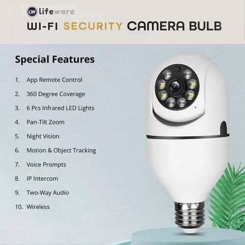 LifeWare Wireless 360-Degree Light Bulb Security Camera - A-1 Thread Vault