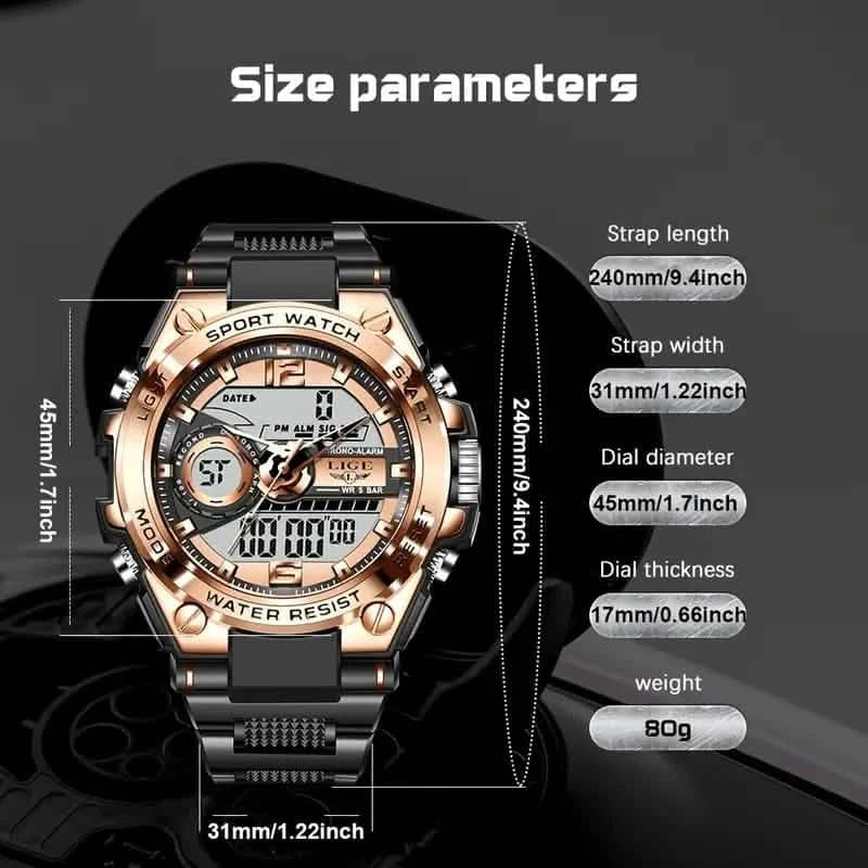 LIGE Men Digital Military Waterproof Watch - A-1 Thread Vault