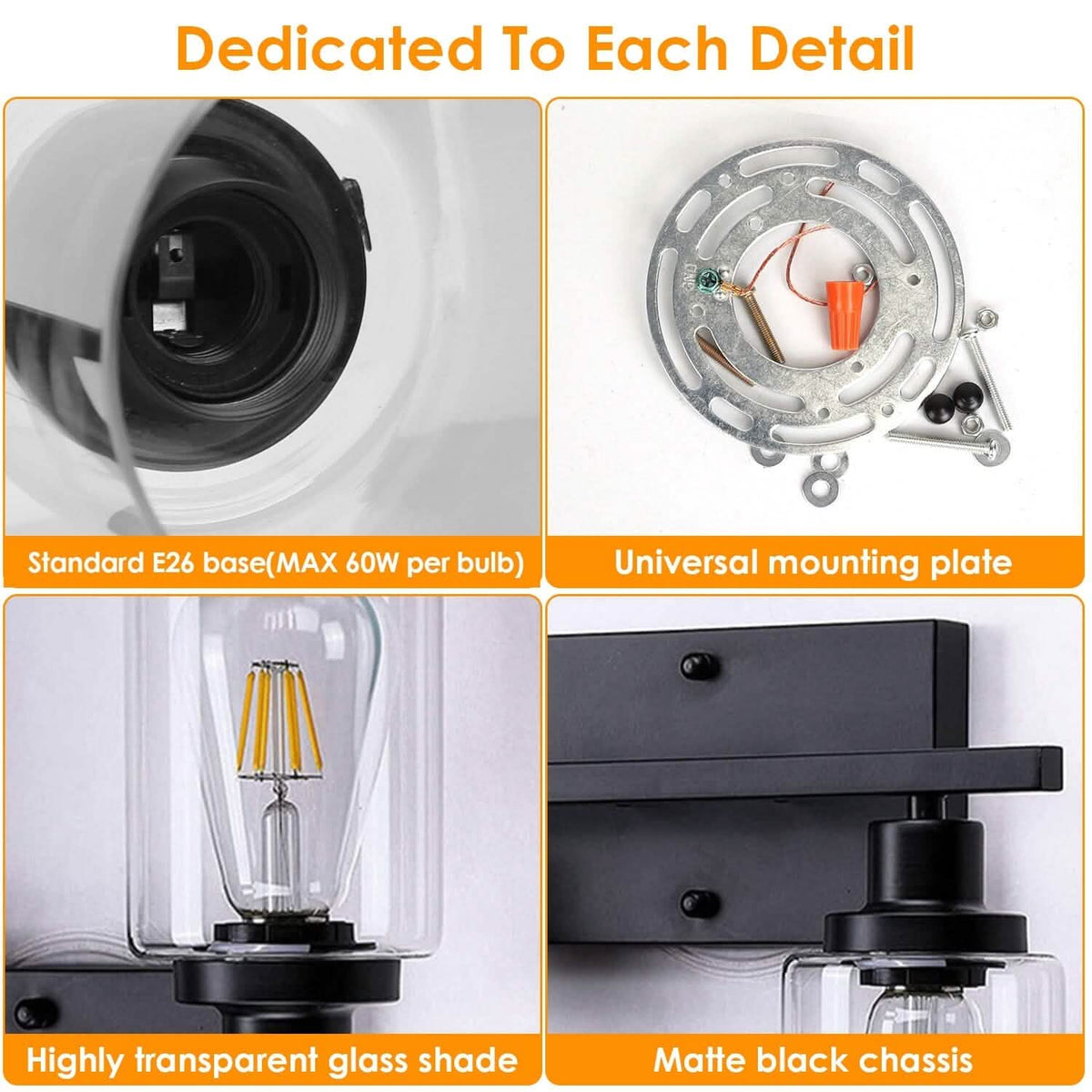 Light Wall Scone Lighting with Clear Glass - A-1 Thread Vault