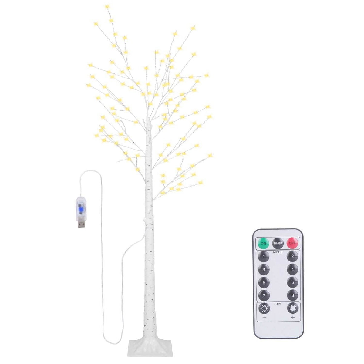 Lighted Birch Tree Artificial White Birch Tree Wig with 8 Warm White Lighting Modes - A-1 Thread Vault