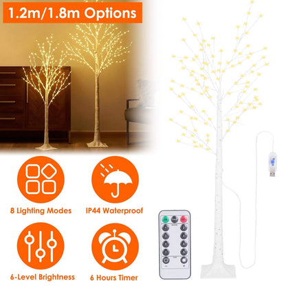 Lighted Birch Tree Artificial White Birch Tree Wig with 8 Warm White Lighting Modes - A-1 Thread Vault