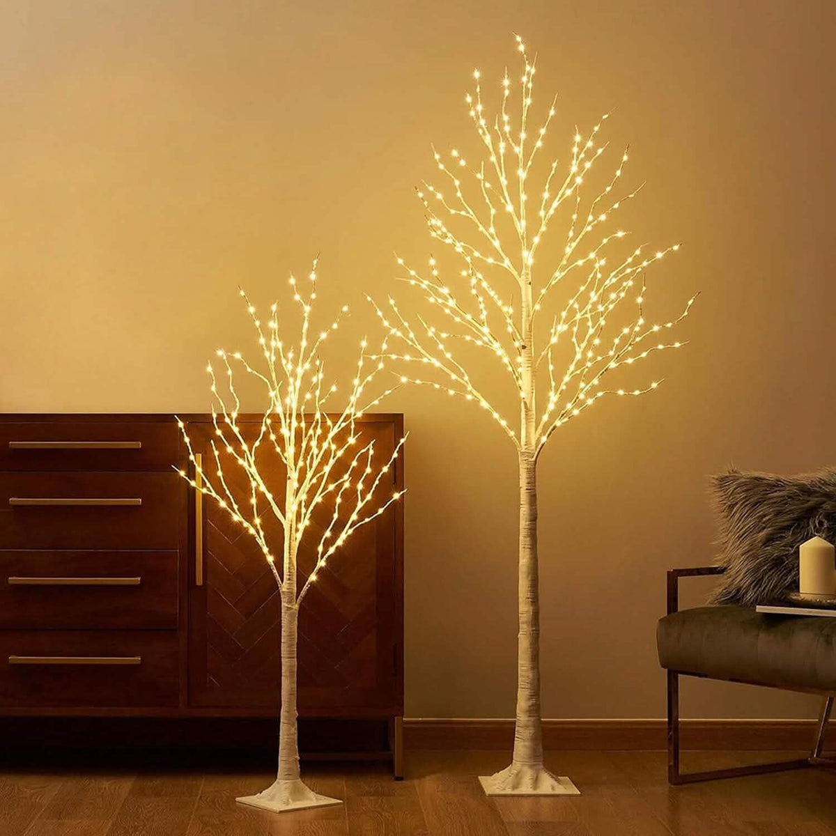 Lighted Birch Tree Artificial White Birch Tree Wig with 8 Warm White Lighting Modes - A-1 Thread Vault