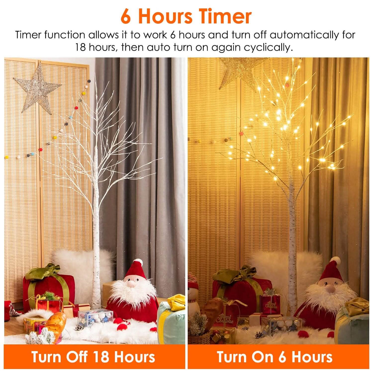 Lighted Birch Tree Artificial White Birch Tree Wig with 8 Warm White Lighting Modes - A-1 Thread Vault