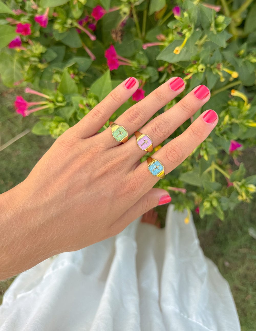Lilac Enamel Cross Ring - A-1 Thread Vault