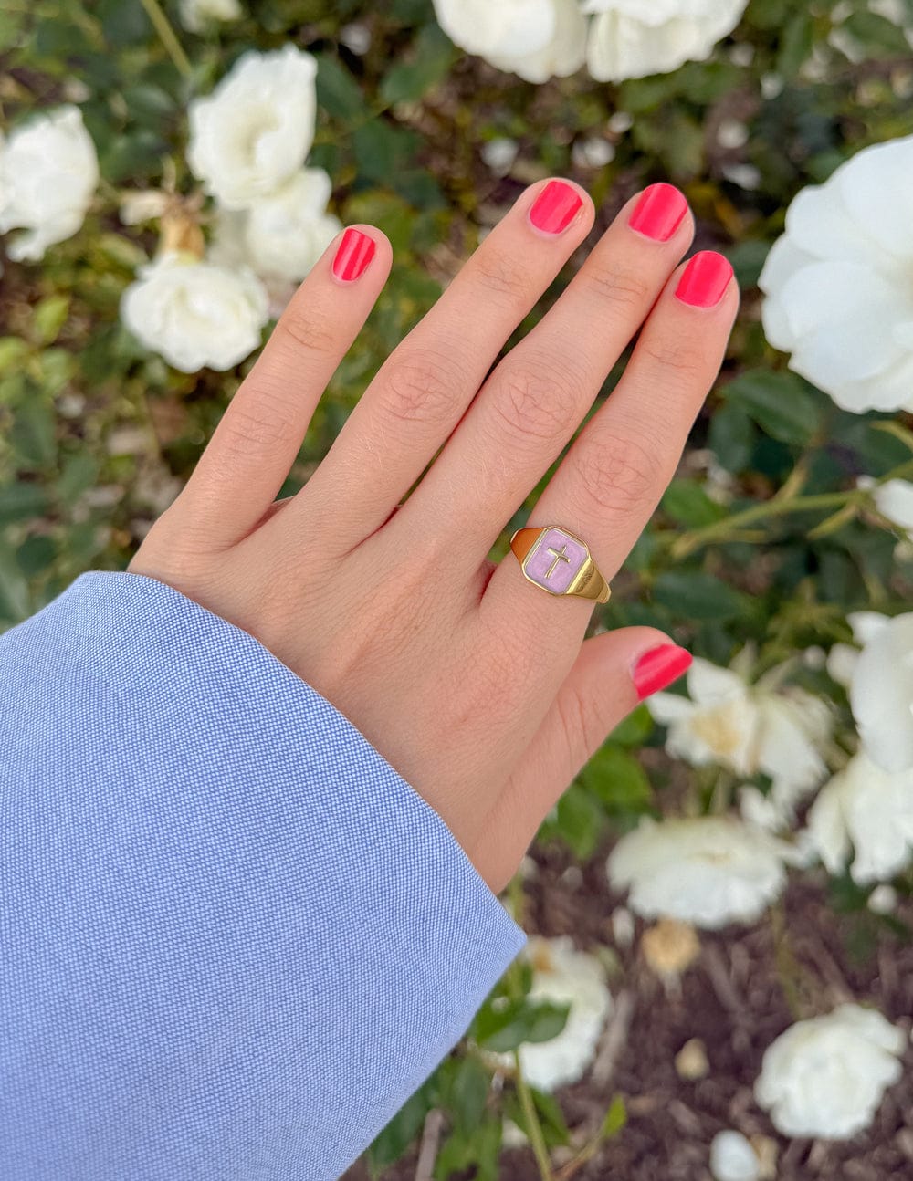 Lilac Enamel Cross Ring - A-1 Thread Vault