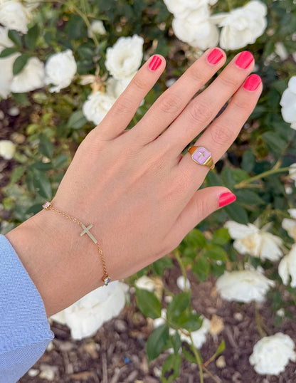 Lilac Enamel Cross Ring - A-1 Thread Vault