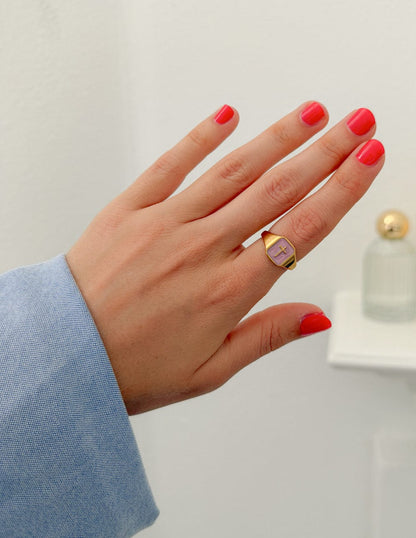 Lilac Enamel Cross Ring - A-1 Thread Vault