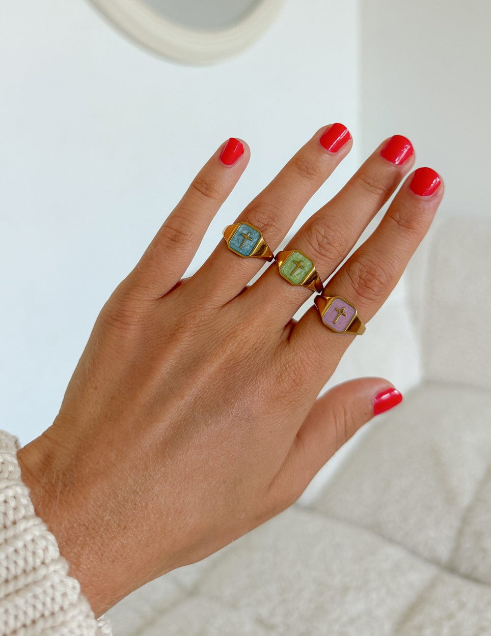 Lilac Enamel Cross Ring - A-1 Thread Vault