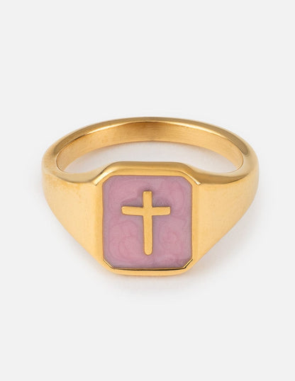 Lilac Enamel Cross Ring - A-1 Thread Vault