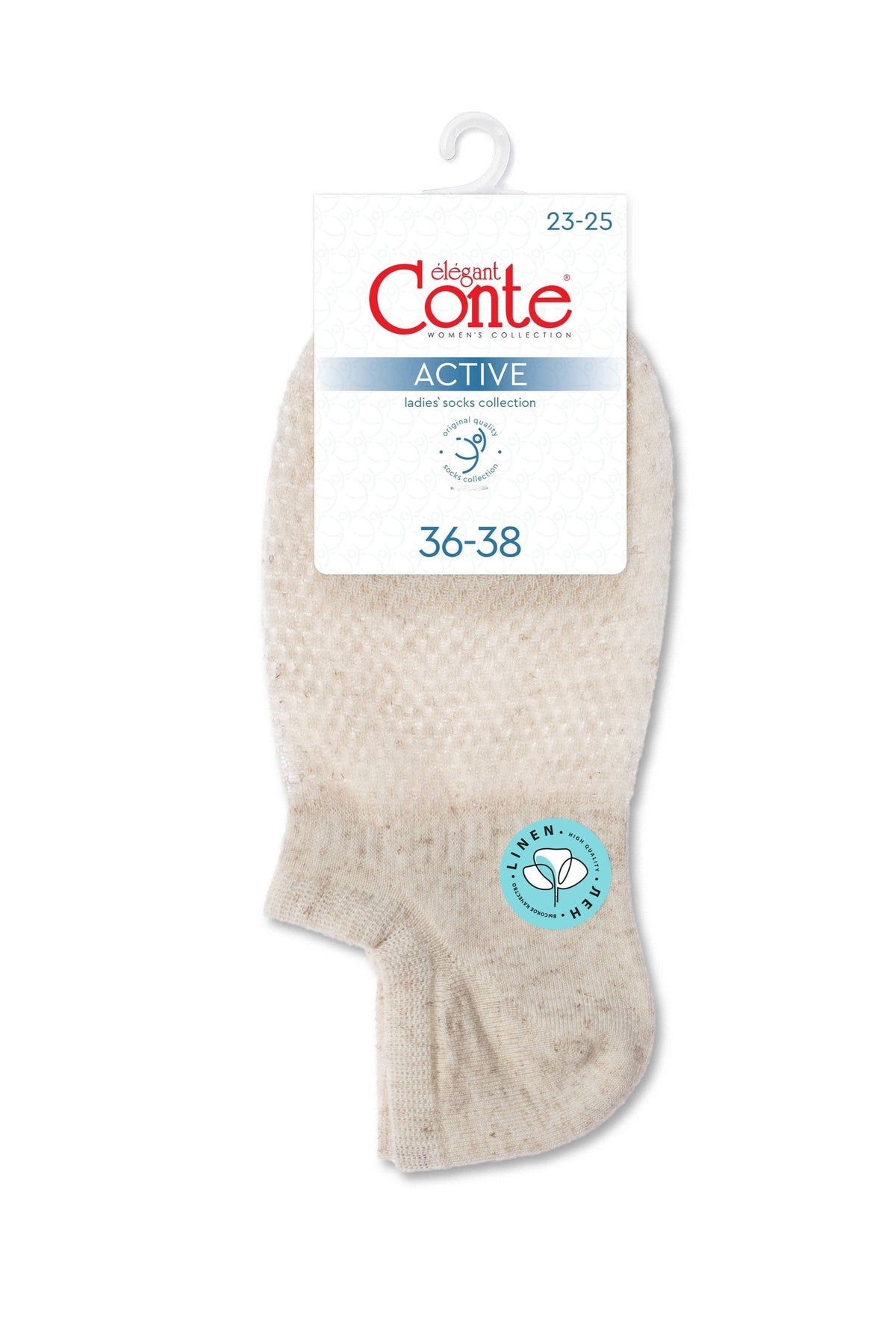 Linen Ankle Socks Conte Active - 251 Openwork “Mesh” Pattern - A-1 Thread Vault