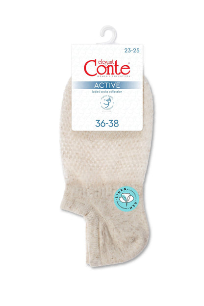 Linen Ankle Socks Conte Active - 251 Openwork “Mesh” Pattern - A-1 Thread Vault