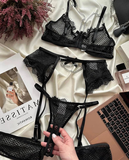 Lingerie Underwear Bras Sets Lace Garter Lingerie Women Intimates 2024 Underwire Bra And Panty Thongs Ladies Underwear Set - A-1 Thread Vault