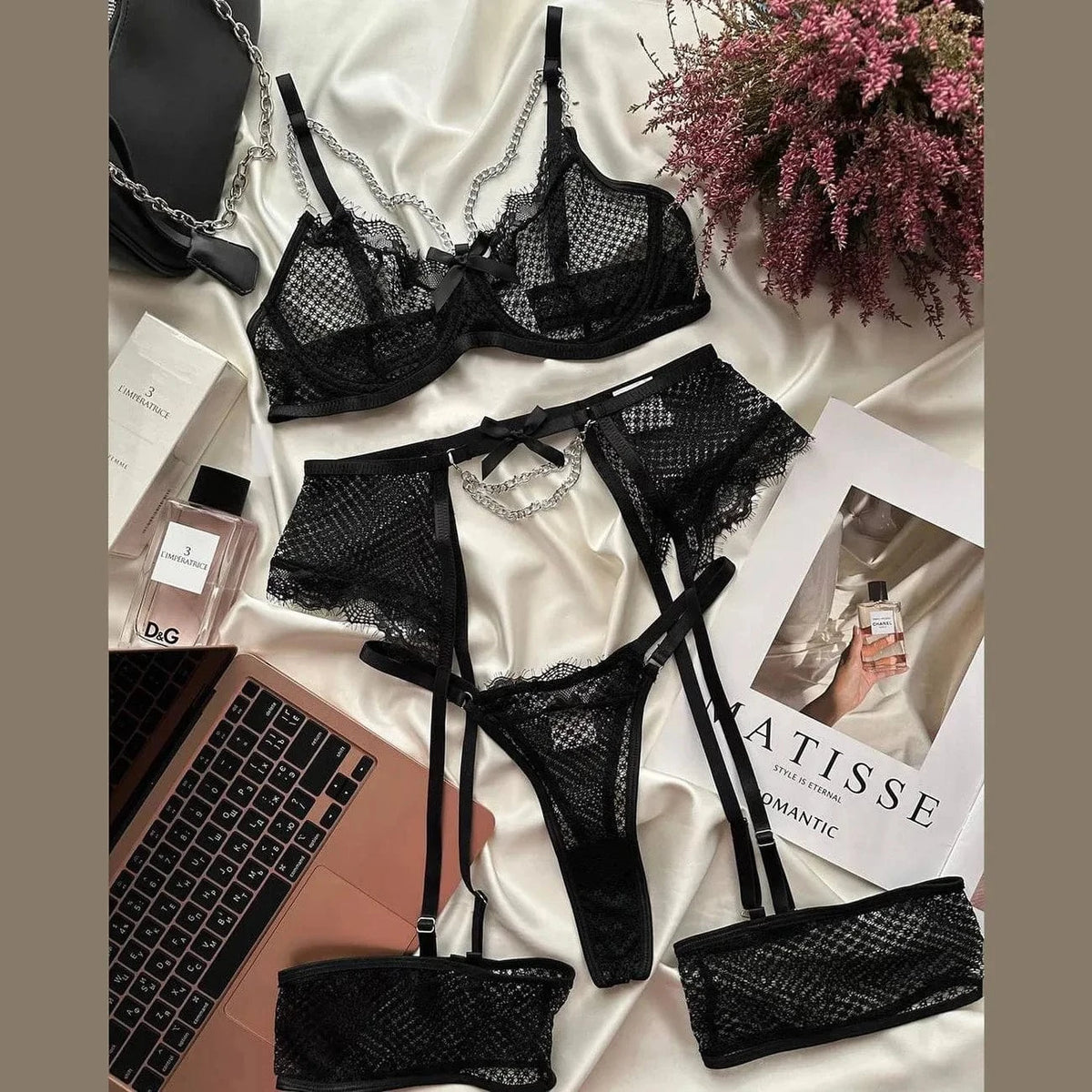 Lingerie Underwear Bras Sets Lace Garter Lingerie Women Intimates 2024 Underwire Bra And Panty Thongs Ladies Underwear Set - A-1 Thread Vault