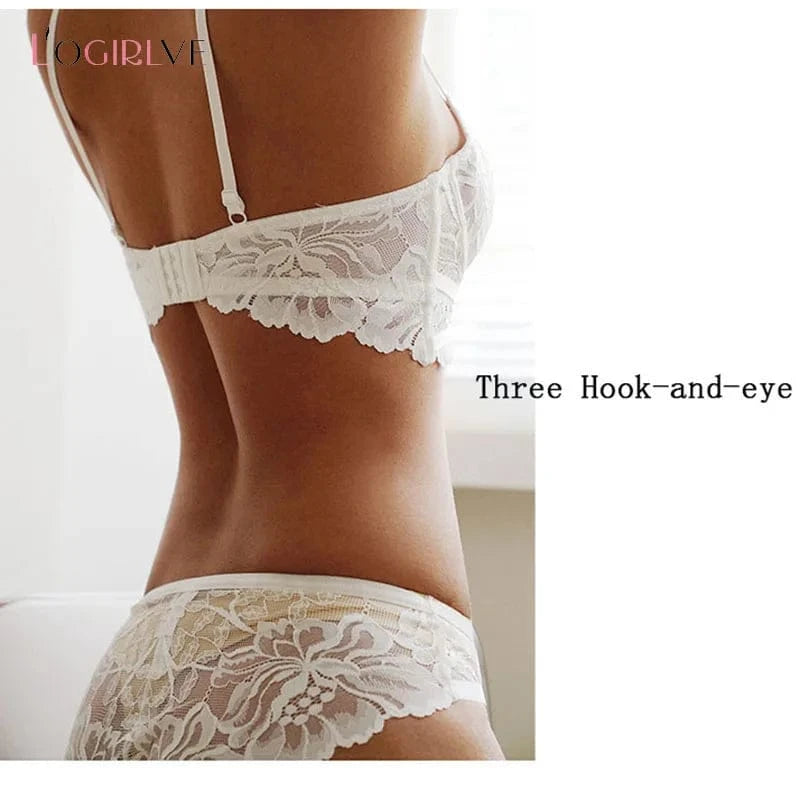 Logirlve Ultra-thin Bra Set Lingerie Push Up Brassiere Embroidery Lace Underwear Set Sexy Straps Panties For Women underwear - A-1 Thread Vault