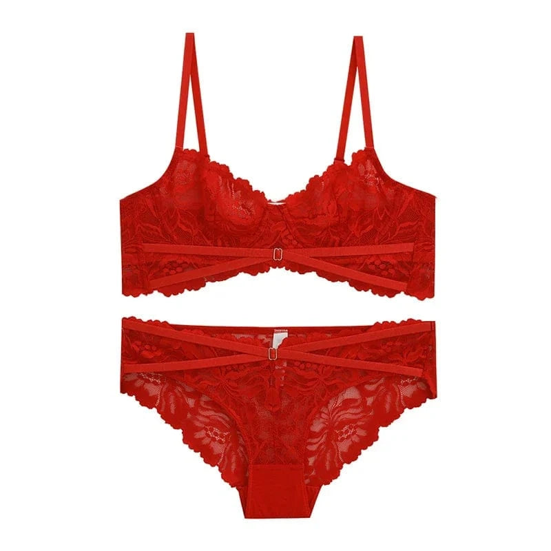 Logirlve Ultra-thin Bra Set Lingerie Push Up Brassiere Embroidery Lace Underwear Set Sexy Straps Panties For Women underwear - A-1 Thread Vault