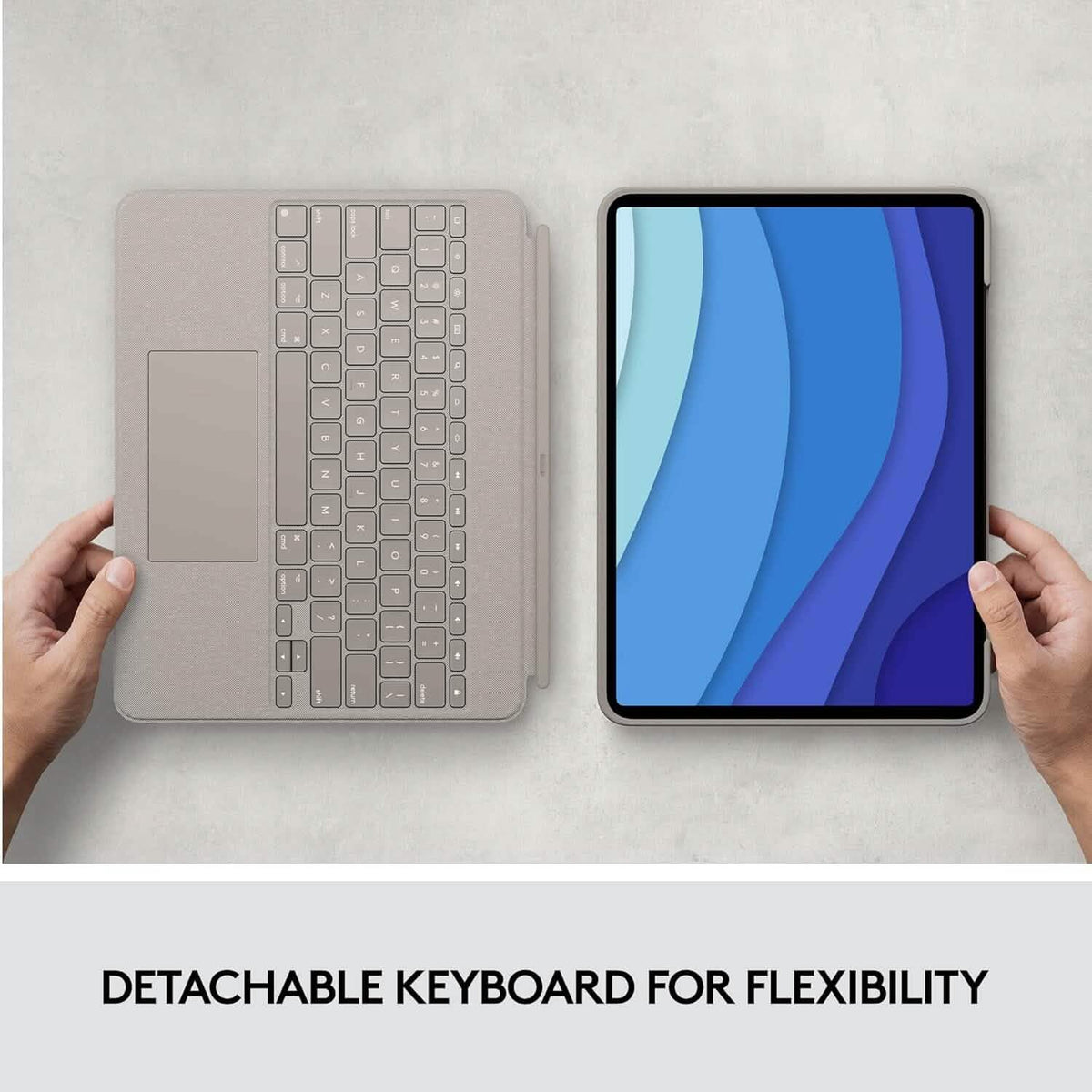 Logitech Combo Touch iPad Pro 12.9-inch (5th, 6th gen - 2021, 2022) Keyboard Case - Sand USA Layout - A-1 Thread Vault