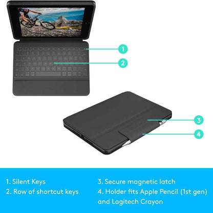 Logitech Slim Folio Bluetooth Keyboard Case for iPad (10th Generation) with Integrated Wireless Keyboard - Oxford Gray - A-1 Thread Vault
