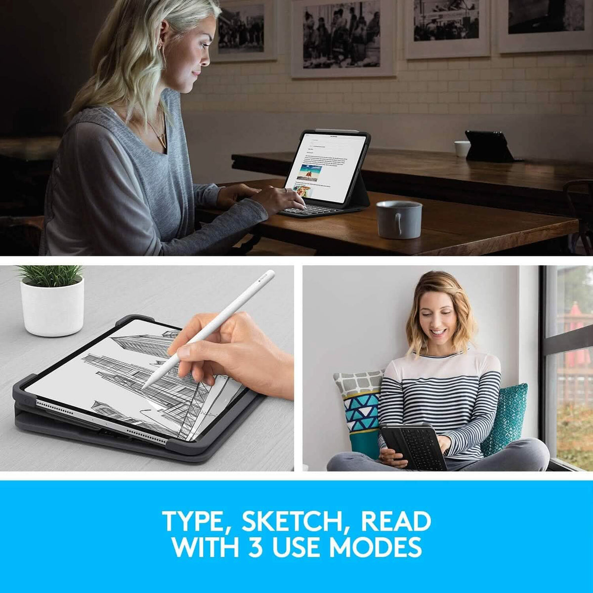Logitech SLIM FOLIO PRO Backlit Bluetooth Keyboard Case for iPad Pro 12.9-inch (3rd and 4th Gen) (Refurbished) - A-1 Thread Vault