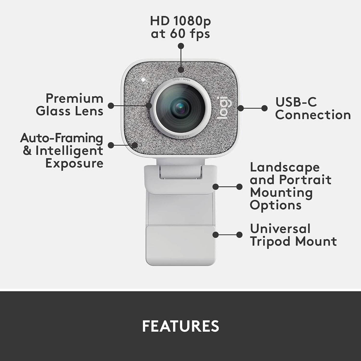 Logitech StreamCam, Live Streaming Webcam (Refurbished) - A-1 Thread Vault