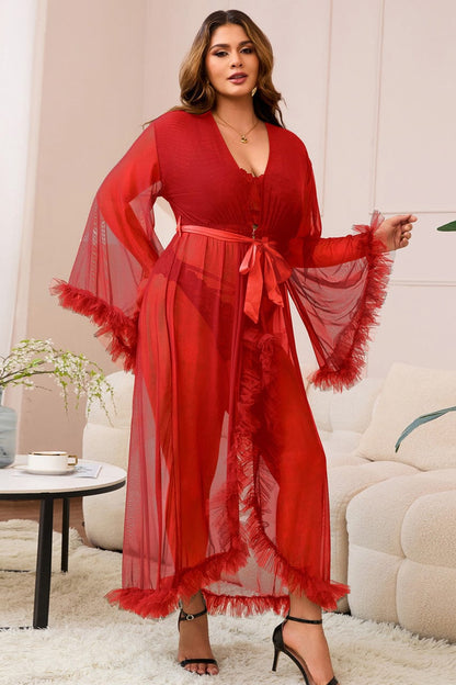 Long Mesh Robe with Ruffles - A-1 Thread Vault