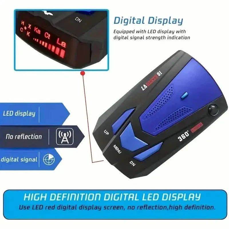 Long Range Car Detection System,City/Hwy Speed Alarm & POP Fast Scan, Automatic 360° Detection With Voice Prompt - A-1 Thread Vault