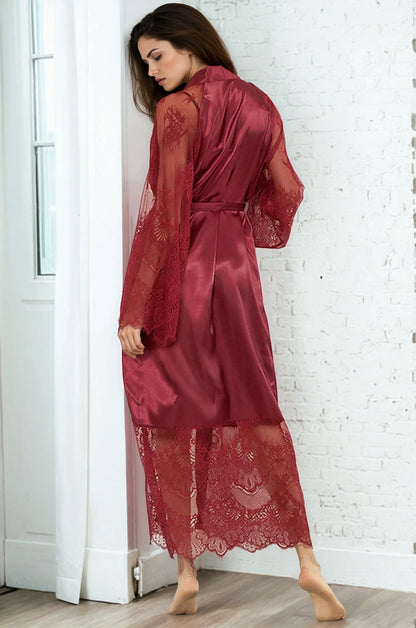 Long Satin and Lace Robe - A-1 Thread Vault