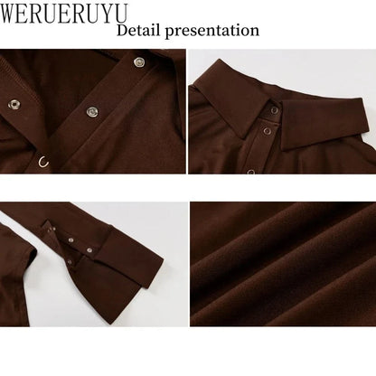 Long Sleeve Bodysuit Women Y2k Clothes Button Lapel Sexy Tops Autumn Winter Fashion Stretch Tight Elegant Body Suits Women 2024 - A-1 Thread Vault
