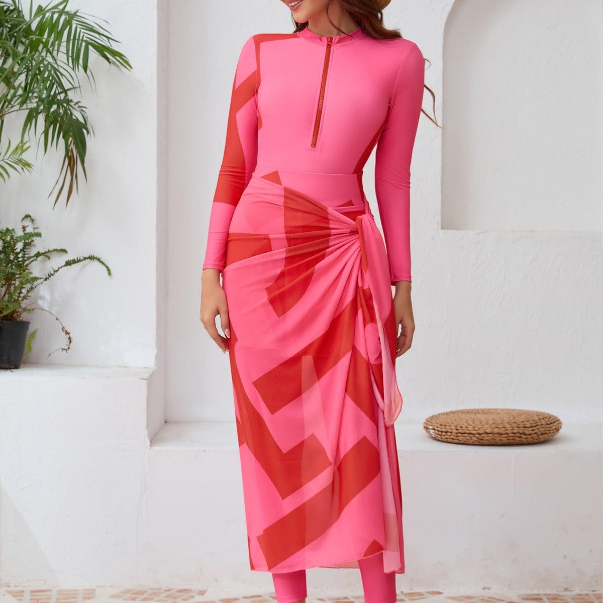 Long Sleeve Peplum Swim Set(MB025) - A-1 Thread Vault