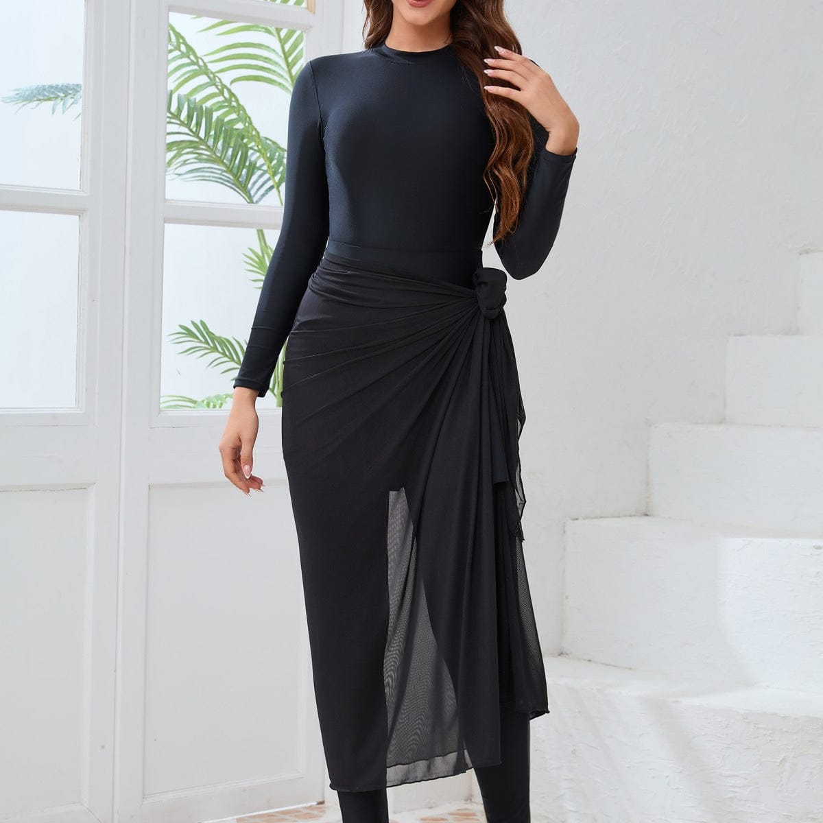 Long Sleeve Peplum Swim Set(MB025) - A-1 Thread Vault