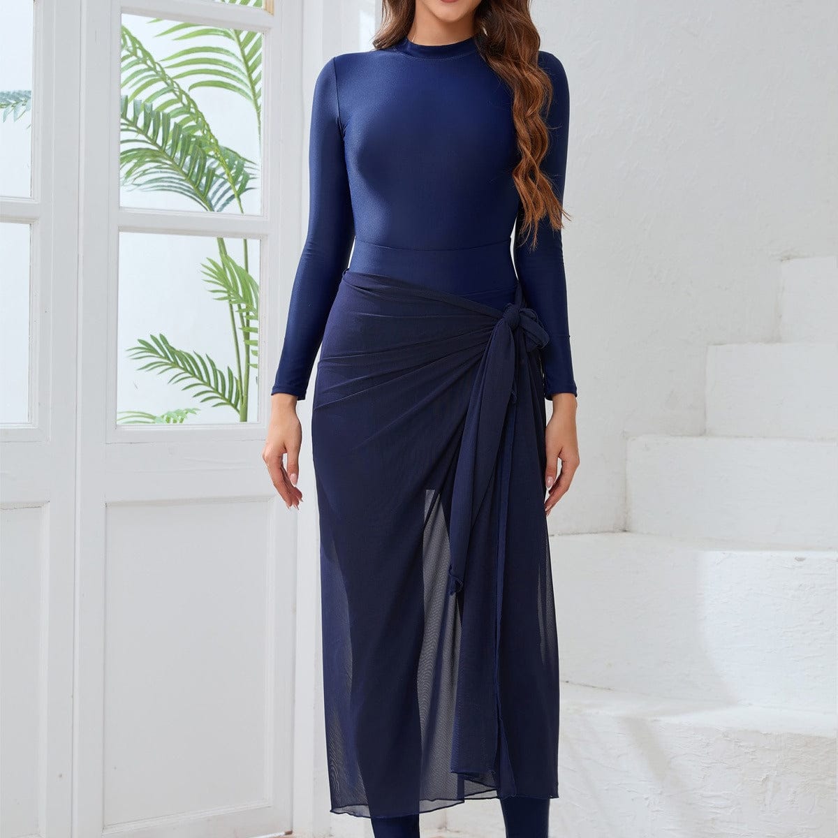 Long Sleeve Peplum Swim Set(MB025) - A-1 Thread Vault