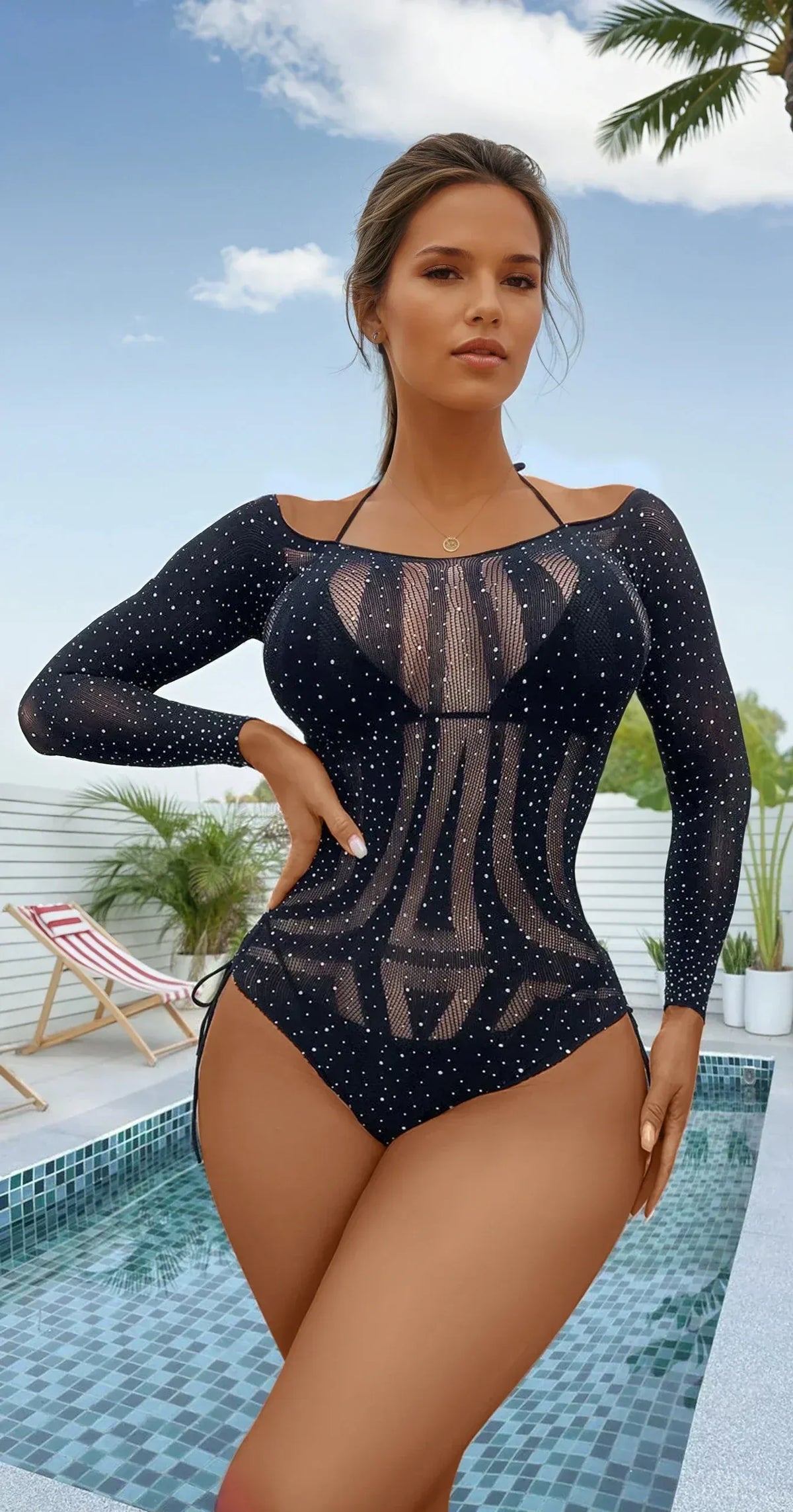 Long Sleeve Seamless Glitter Teddy - A-1 Thread Vault